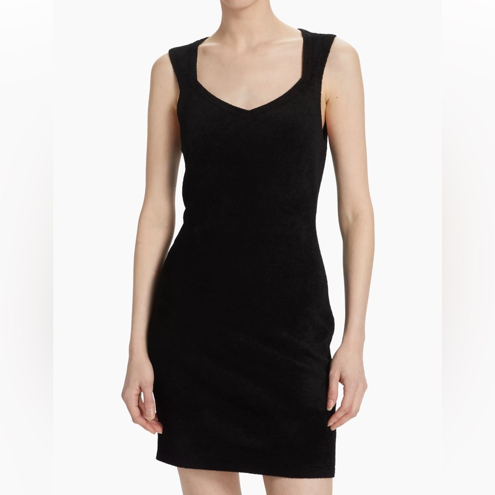 Theory comfortable sleeveless minidress black mini shift dress portrait neckline